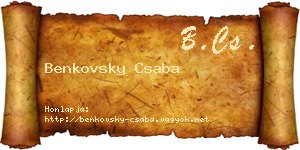 Benkovsky Csaba névjegykártya